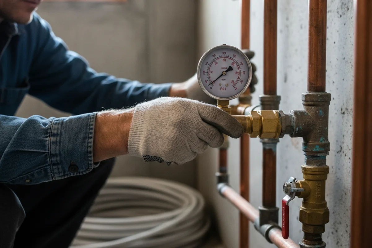Pressure testing a repaired line during Water Line Repair in Juneau